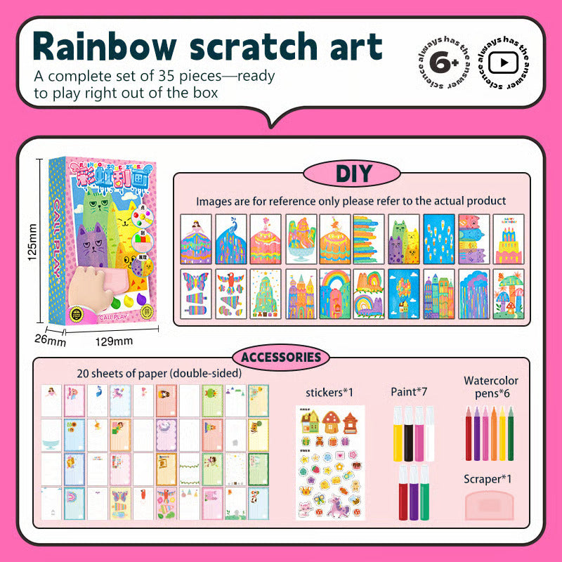 🎅20 piezas de Arte para Rascar DIY Arcoíris