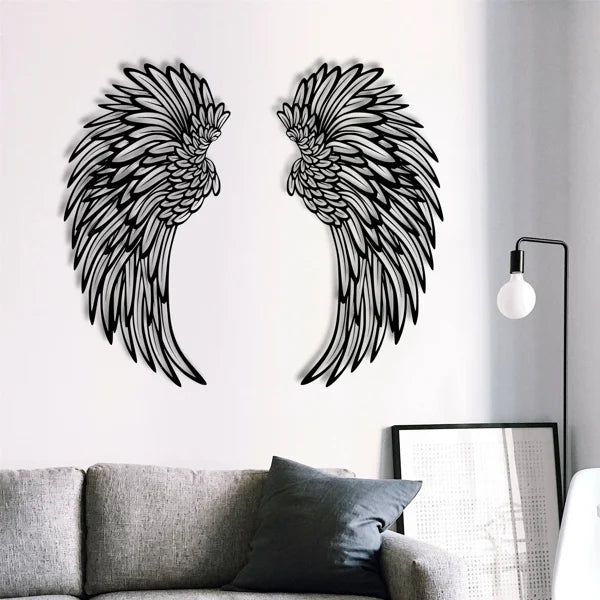 🔥 1 PAR DE ARTE DE PARED DE METAL CON ALAS DE ÁNGELES Y LUCES LED -🎁