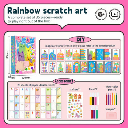 🎅20 piezas de Arte para Rascar DIY Arcoíris